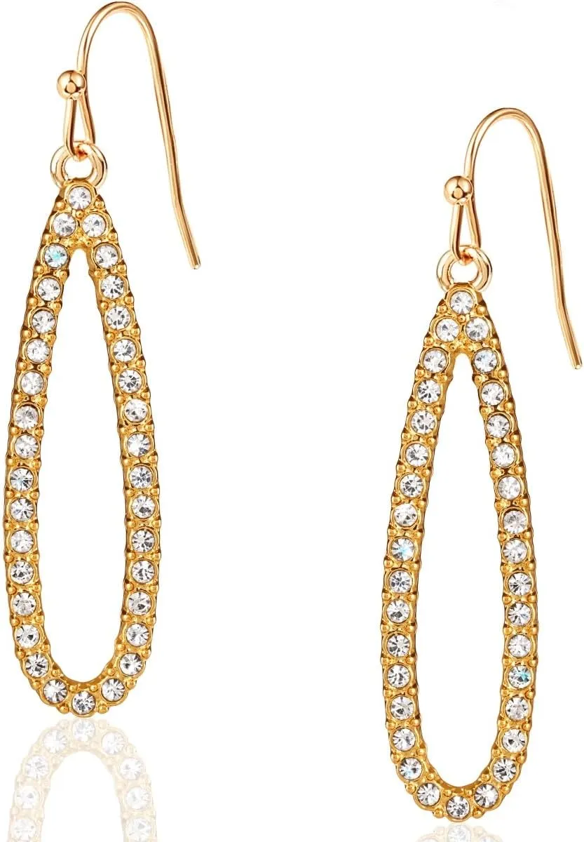 Simulated Diamond Teardrop Dangle Earrings for Women - Cubic Zirconia Crystal Long Dangling Earrings - Hypoallergenic and Safe for Sensitive Ears