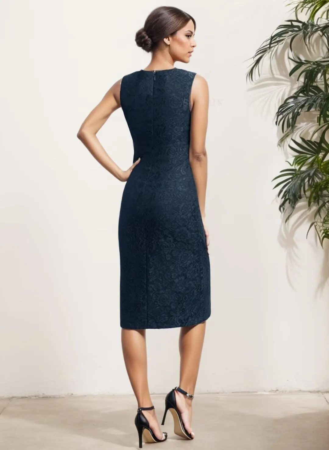 SIPUHK 2 Pieces Mother of The Bride Dresses with Jackets Lace Beaded 3/4 Sleeve Bodycon Formal Dress for Women Wedding Guest