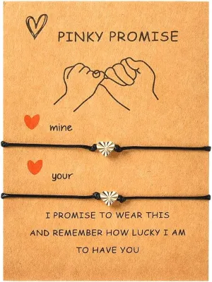 Sisadodo Pinky Promise Bracelets Gifts for Couples Matching Bracelets Set for 2 Couple Valentines Day Gift for Girfriend Boyfriend