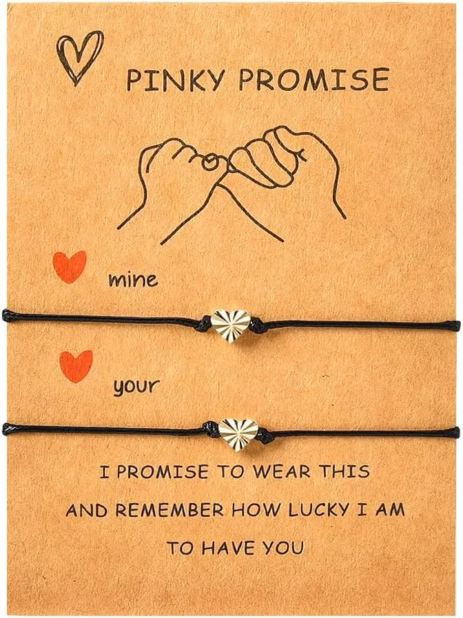 Sisadodo Pinky Promise Bracelets Gifts for Couples Matching Bracelets Set for 2 Couple Valentines Day Gift for Girfriend Boyfriend