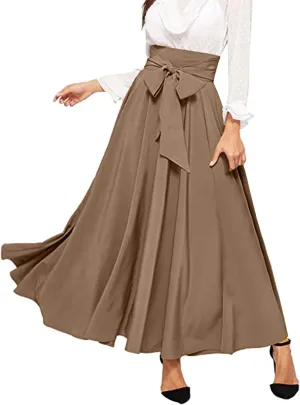 Skirts Black Women Bubble Long Skirt Y2k Flowy Swing a Line Maxi Skirt Cute Ruffle Pleated Midi Skirt