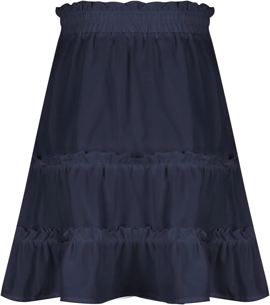Skirts for Women 2024 Boho Summer A-Line Pleated Skirt Casual Elastic High Waist Tiered Ruffle Flowy Cute Mini Skirt