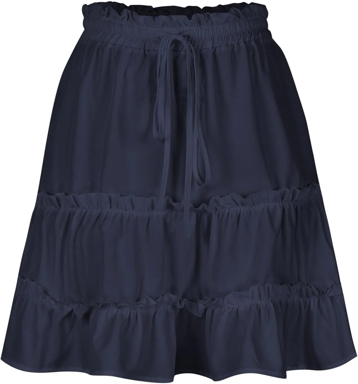 Skirts for Women 2024 Boho Summer A-Line Pleated Skirt Casual Elastic High Waist Tiered Ruffle Flowy Cute Mini Skirt