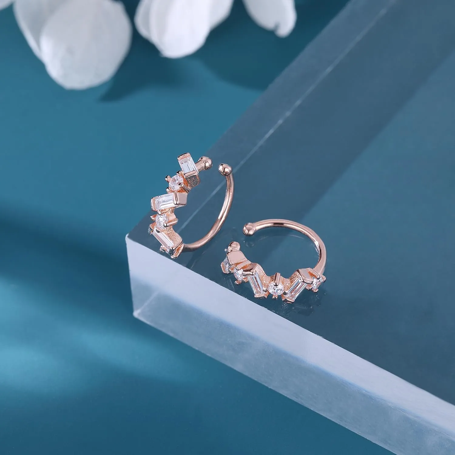 SLUYNZ 925 Sterling Silver CZ Cuff Earrings for Women Small Hoop Earrings No Piercing Cartilage Earrings