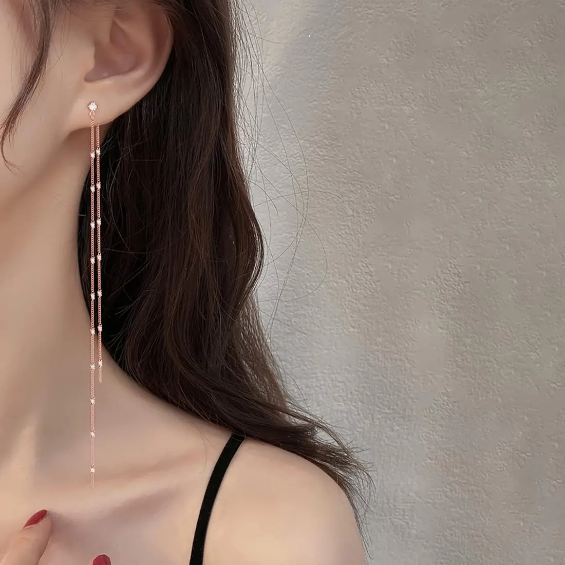 SLUYNZ Solid 925 Sterling Silver 6.3inch Long Chain Earrings Dangle for Women Teens Wedding Dangle Earrings Chain Backs