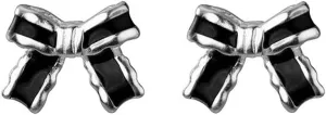 SLUYNZ Solid 925 Sterling Silver Black Bow Earrings Studs for Women Teens Bowknot Stud Earrings Ribbon Bow Studs