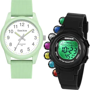 SOCICO Kids Watches for Boys & Girls  Digital 7 Color Lights, Stopwatch, Alarm & Analog Easy Time Learning  50M Waterproof, Soft Durable Bands, Great Gift for Ages 4-12