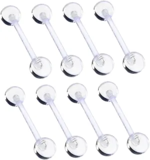 Soft Rod Tongue Ring 12pcs Retainer Bar Acrylic Studs Tongue Piercing Jewelry