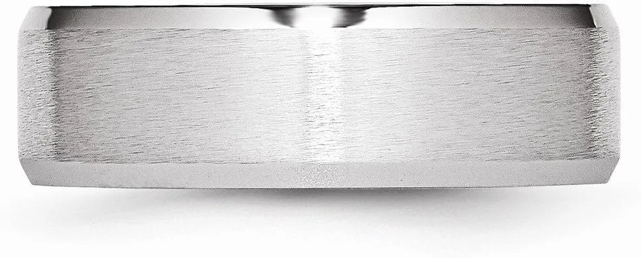 Solid Cobalt Beveled Edge 7mm Plain Classic Wedding Brushed Matte Finish Band Ring