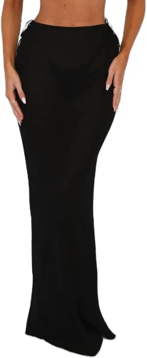 SOLILOQUY Women Y2K Floral Print Sheer Mesh Skirt Summer See Through Cover-up Bodycon Pencil Long Skirt Boho Beach Maxi Skirt