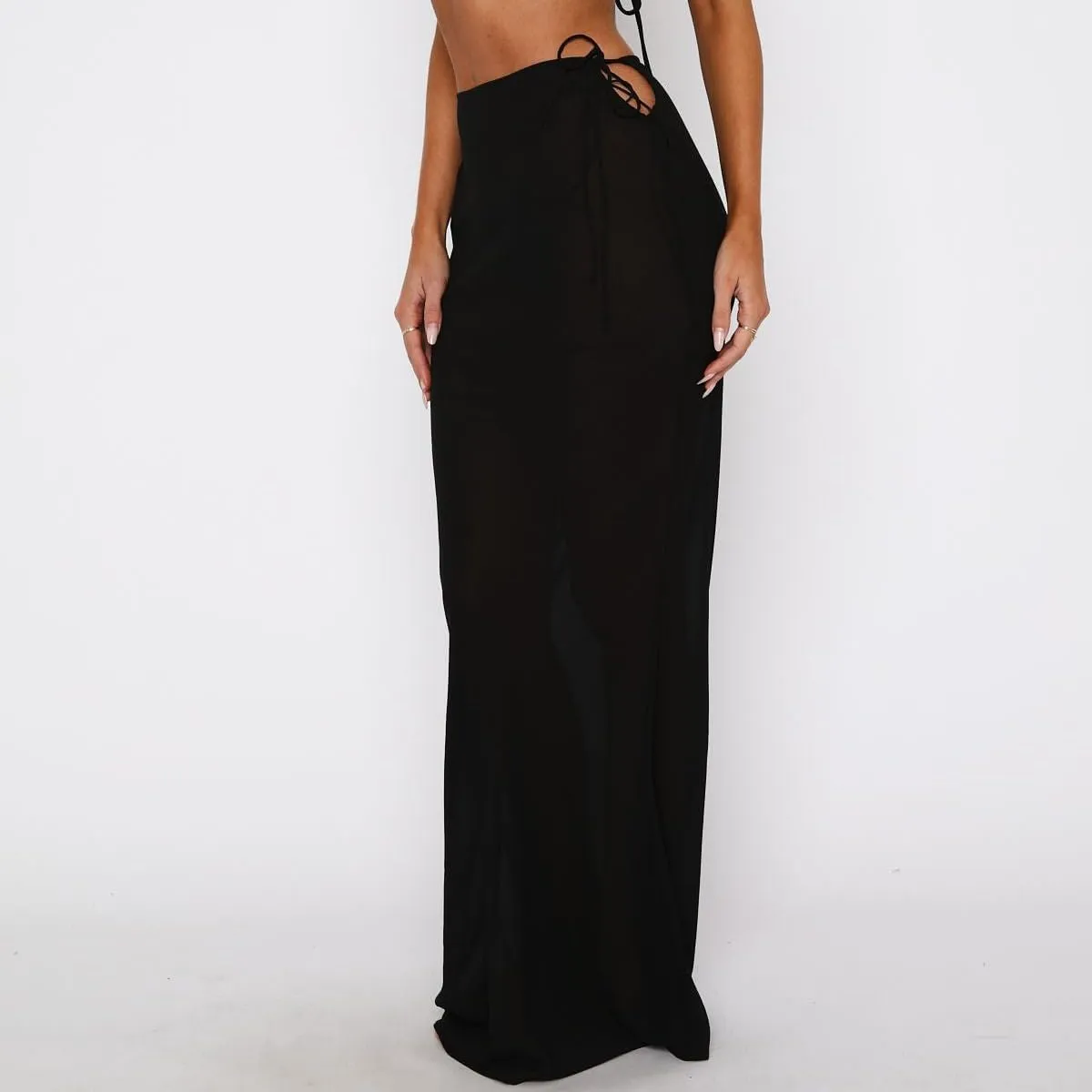 SOLILOQUY Women Y2K Floral Print Sheer Mesh Skirt Summer See Through Cover-up Bodycon Pencil Long Skirt Boho Beach Maxi Skirt