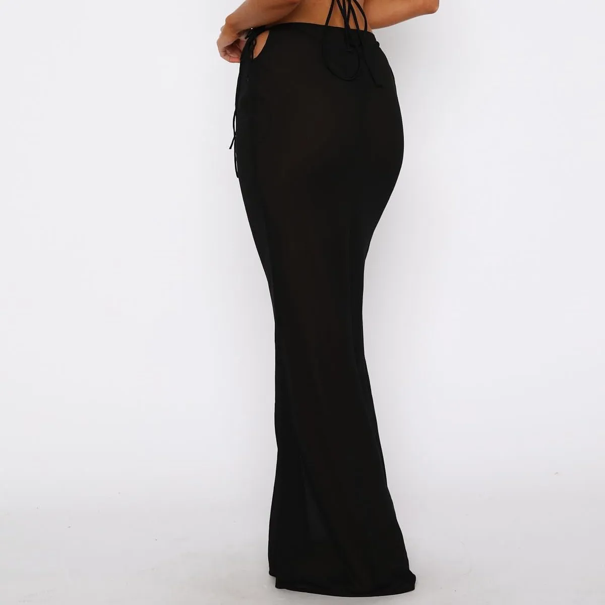 SOLILOQUY Women Y2K Floral Print Sheer Mesh Skirt Summer See Through Cover-up Bodycon Pencil Long Skirt Boho Beach Maxi Skirt