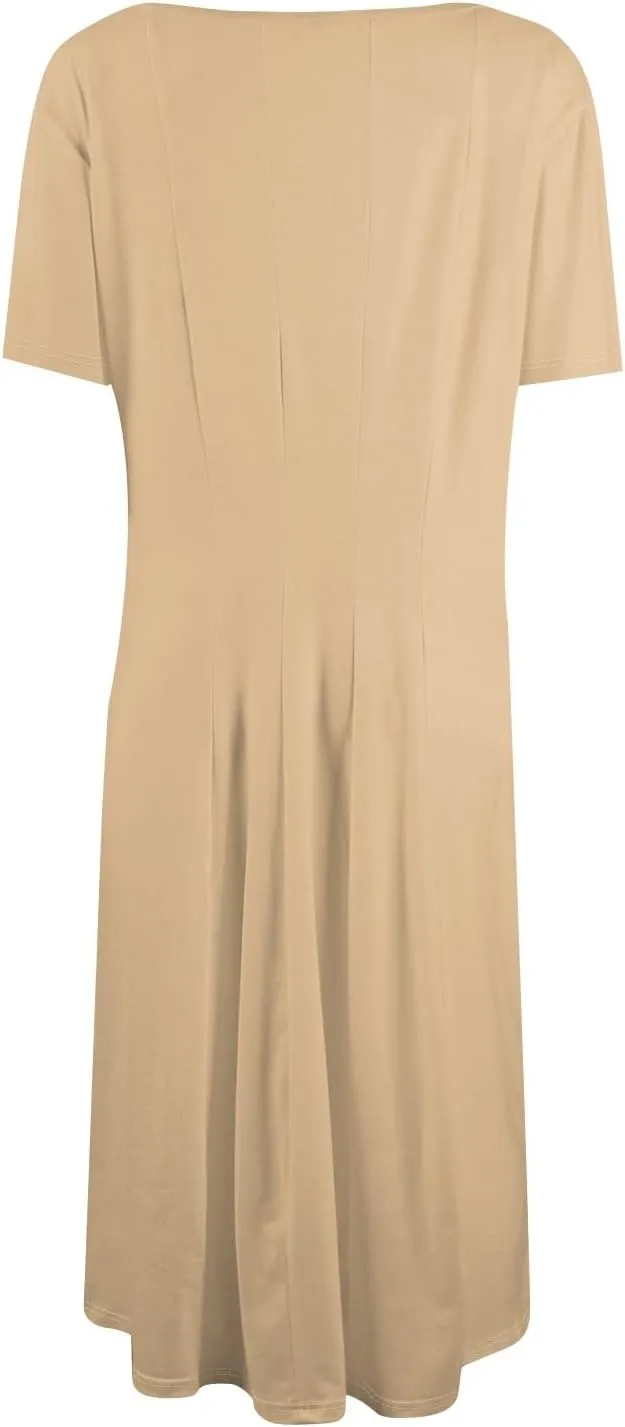 Spring Dresses for Women 2025 Short Sleeve Casual Flowy Summer Beach Long Sundresses Loose Fit Trendy Midi Dress