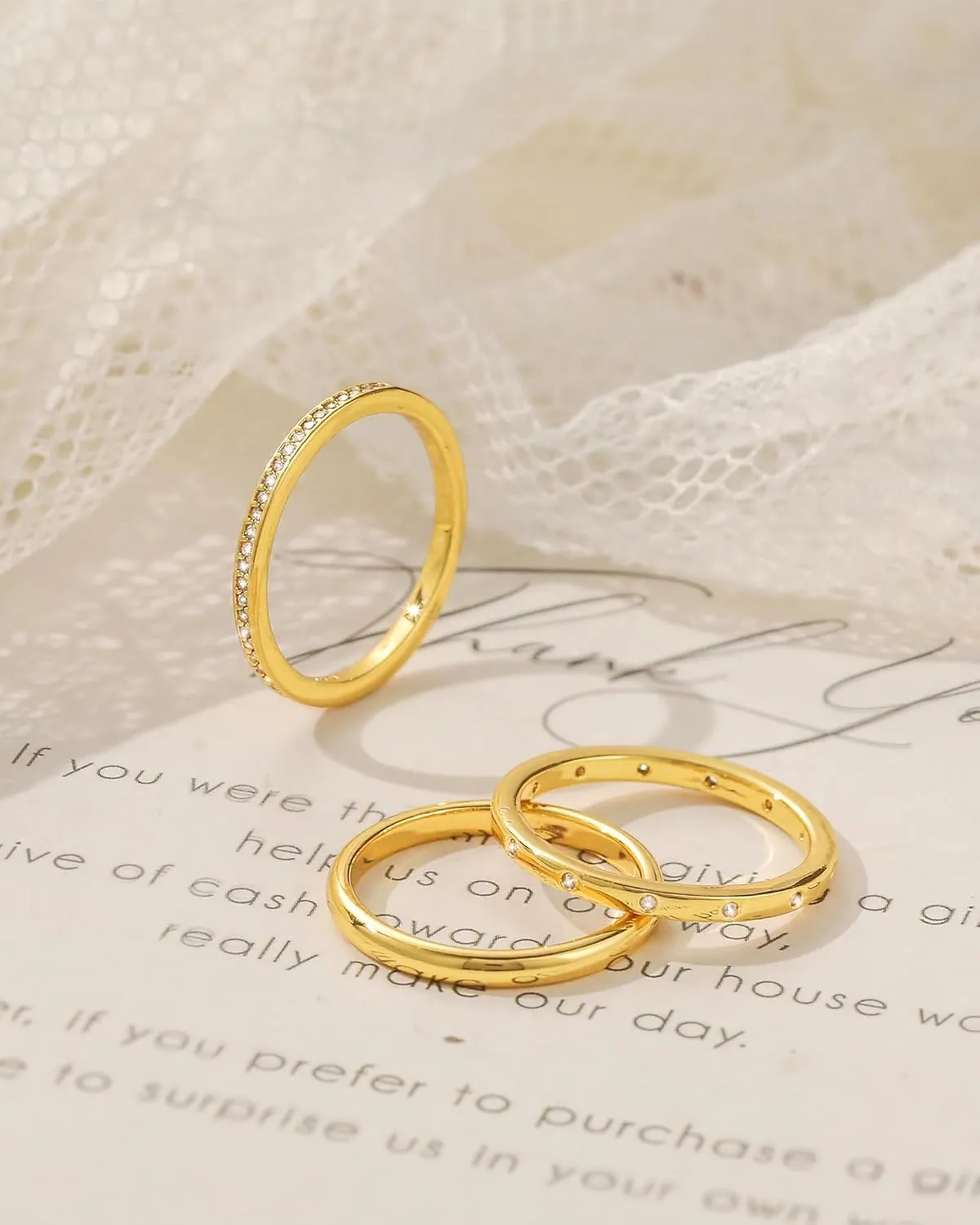 Stackable Gold Rings for Women That Don't Tarnish Trendy14K Gold Plated Stacking Thumb Cubic Zirconia Ring Set Pack Statement Band Rings Promise Engagement Rings Size 6 7 8 9 10