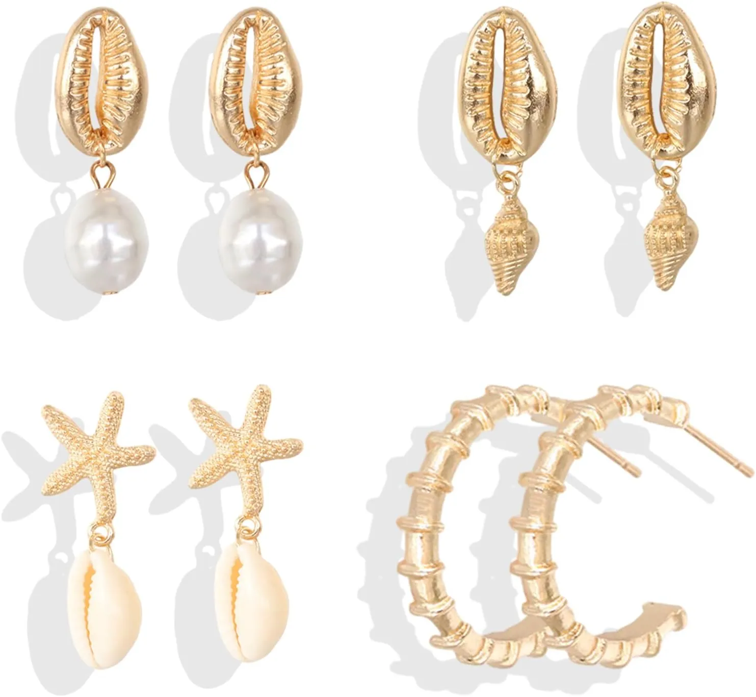 Starfish Earrings for Women Cowrie Shell Pearl Drop Earrings Summer Beach Outfits Dresses Jewelry Gift