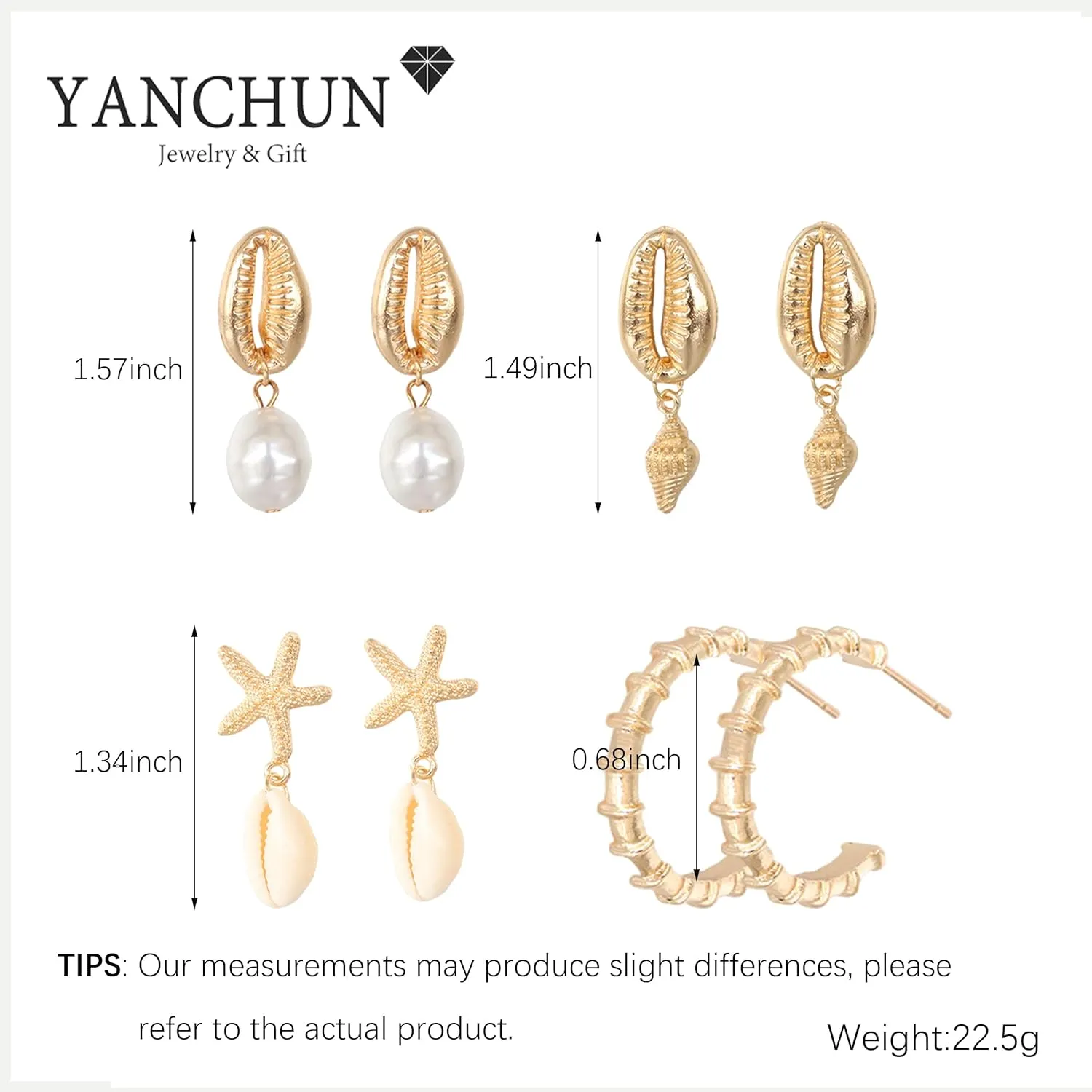 Starfish Earrings for Women Cowrie Shell Pearl Drop Earrings Summer Beach Outfits Dresses Jewelry Gift
