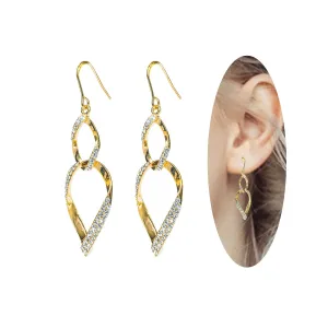 Sterling Silver Teardrop Dangle Earrings for Women,14k Gold Plated Double Linear Drop Hoop Diamonds Earrings, Jewelry for Women (Gold)