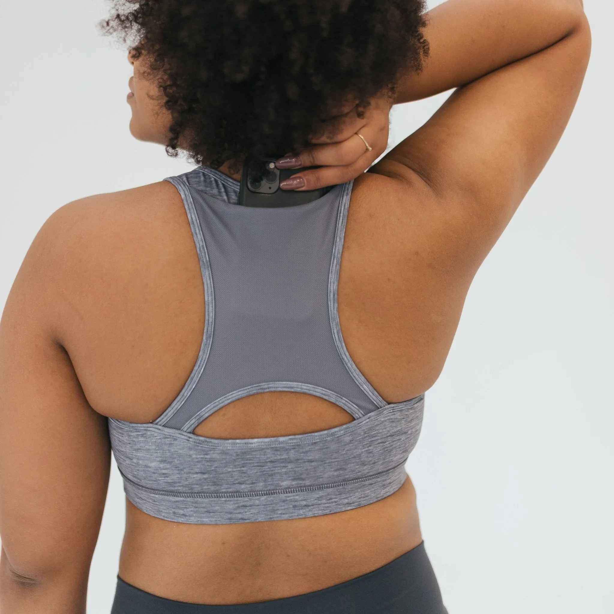 Stow And Go Sports Bra - Heathered Gray