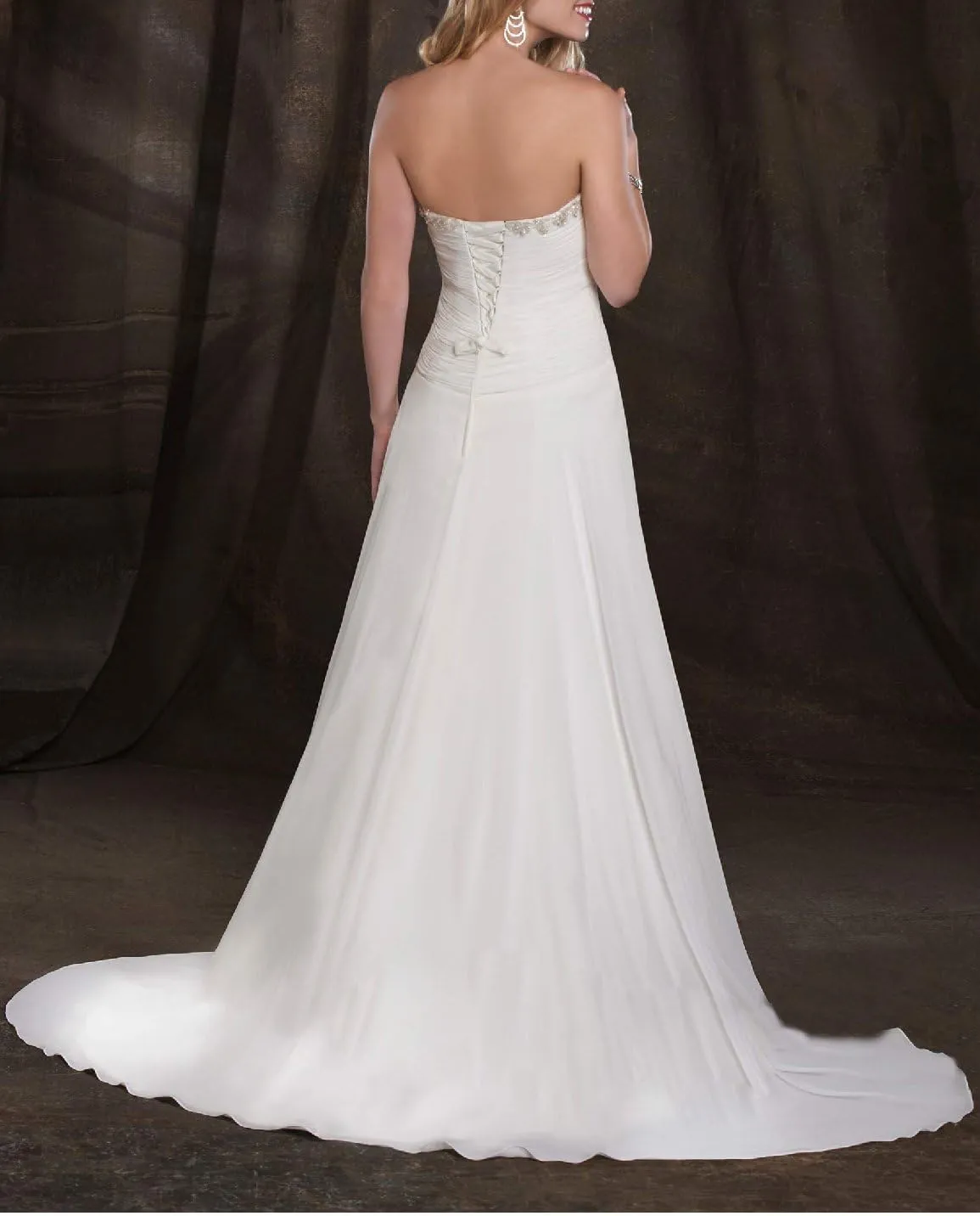 Strapless Wedding Dresses for Bride 2025 Chiffon Beach Wedding Dress A Line Long Bridal Gowns