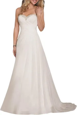 Strapless Wedding Dresses for Bride 2025 Chiffon Beach Wedding Dress A Line Long Bridal Gowns