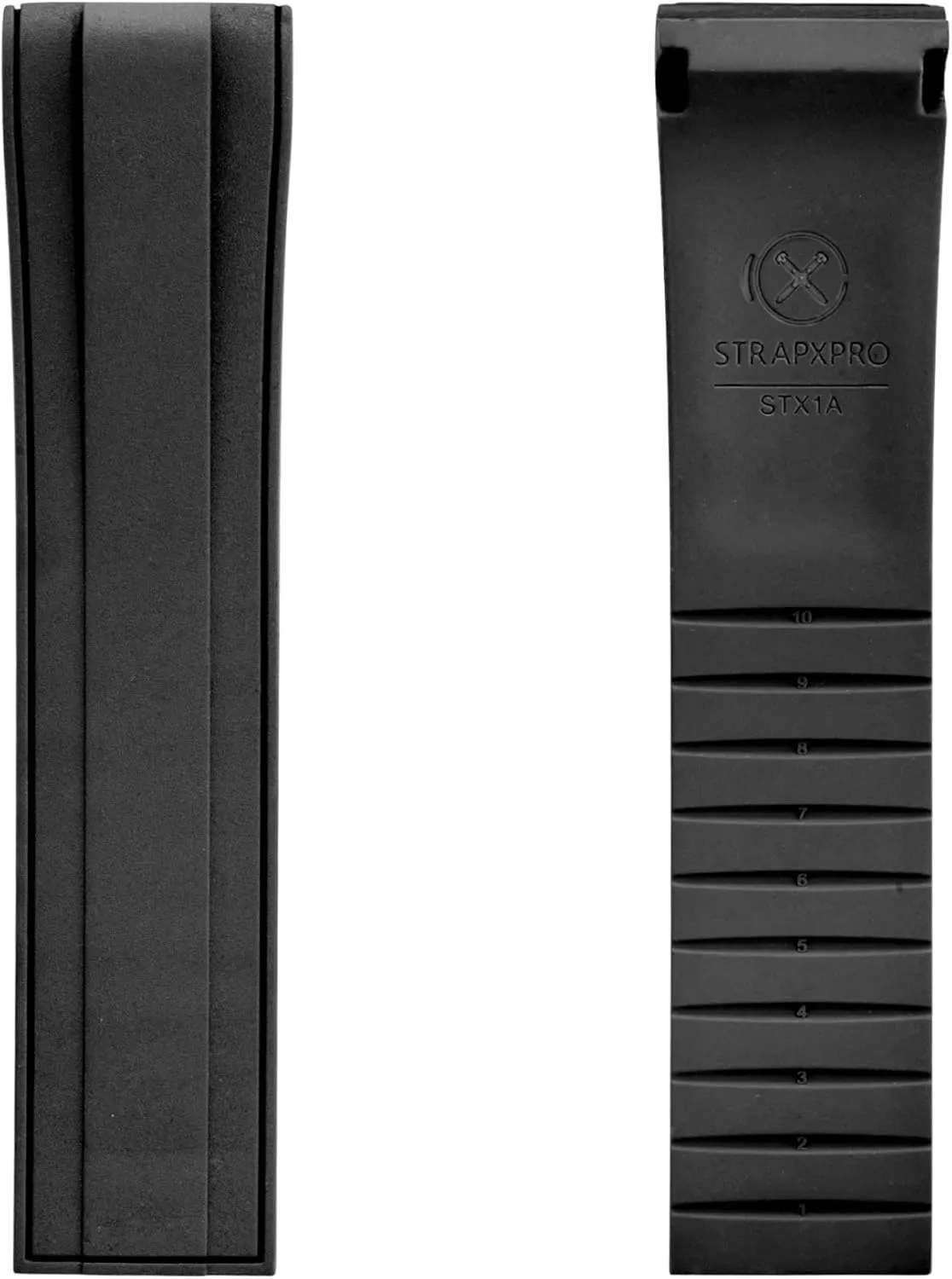 StrapXPro(STX1A) 22mm Watch Bands Men's Rubber Curved-end Watch Strap Replacement for Seiko Prospex Turtle & King Turtle Automatic Dive Watch SRP773, SRP775, SRP777, SPRA21, SRPE03, SRPE05, etc. (Black with Silver Clasp)