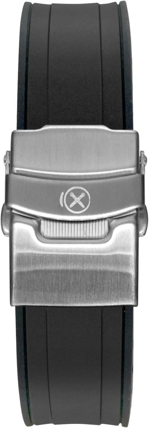 StrapXPro(STX1A) 22mm Watch Bands Men's Rubber Curved-end Watch Strap Replacement for Seiko Prospex Turtle & King Turtle Automatic Dive Watch SRP773, SRP775, SRP777, SPRA21, SRPE03, SRPE05, etc. (Black with Silver Clasp)