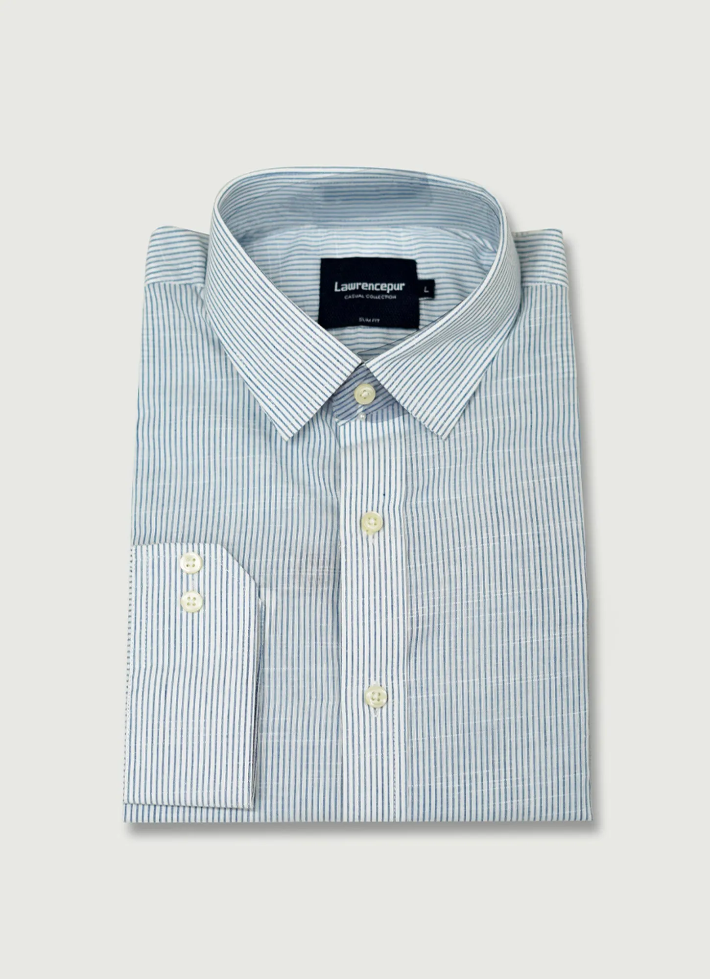 Stripes Bluish Grey Charlie Cotton Casual Shirt