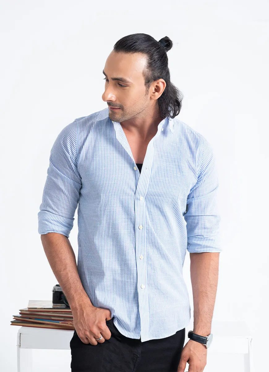 Stripes Bluish Grey Charlie Cotton Casual Shirt