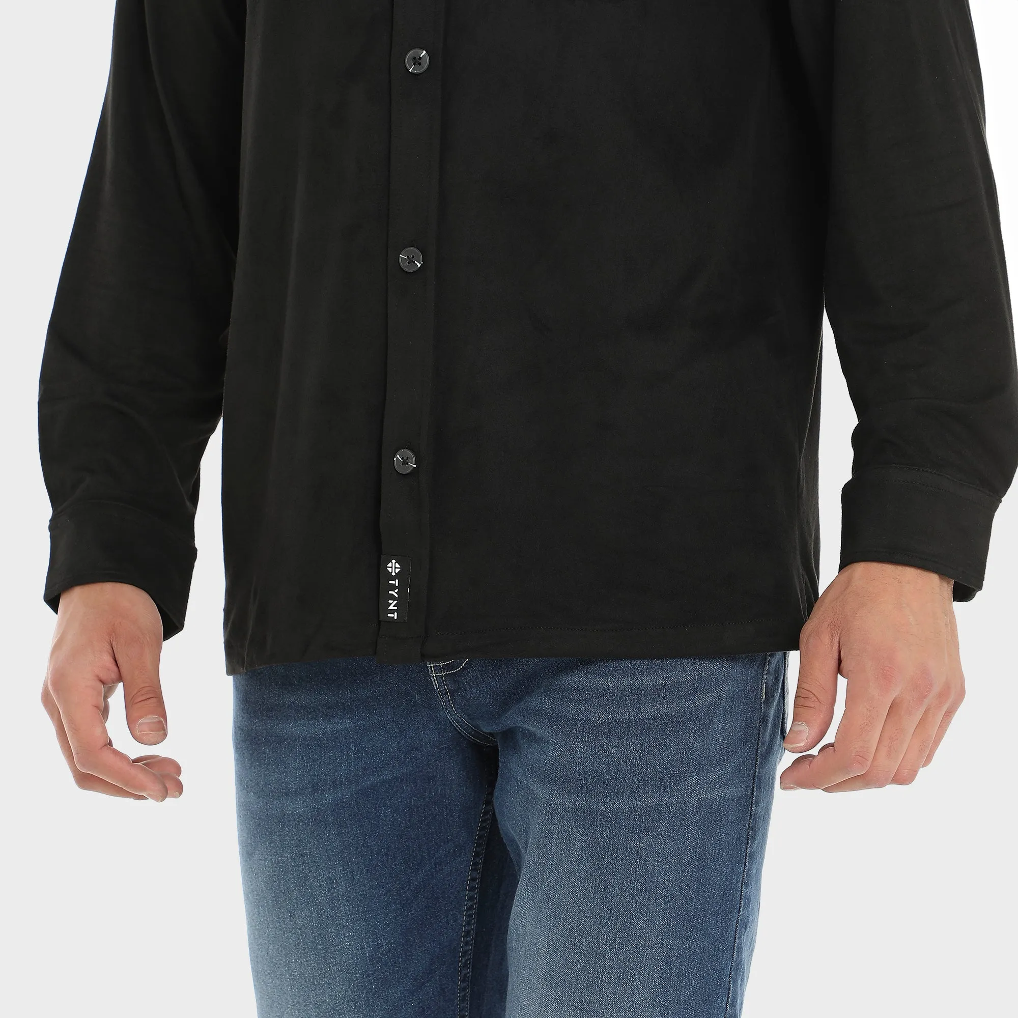 Suede Shirt For Men - Black