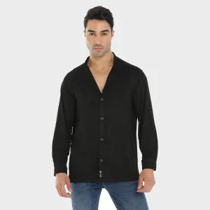 Suede Shirt For Men - Black