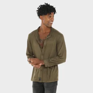 Suede Shirt For Men - Olive Green