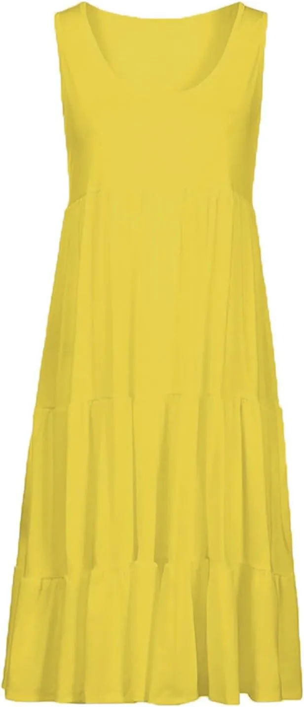 Summer Sundress for Women Casual Sleeveless Flowy Tiered Plus Size Dress Fashion Boho Beach Vacation Dresses S-5XL