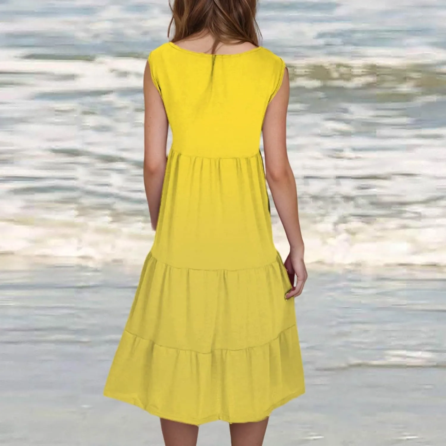 Summer Sundress for Women Casual Sleeveless Flowy Tiered Plus Size Dress Fashion Boho Beach Vacation Dresses S-5XL