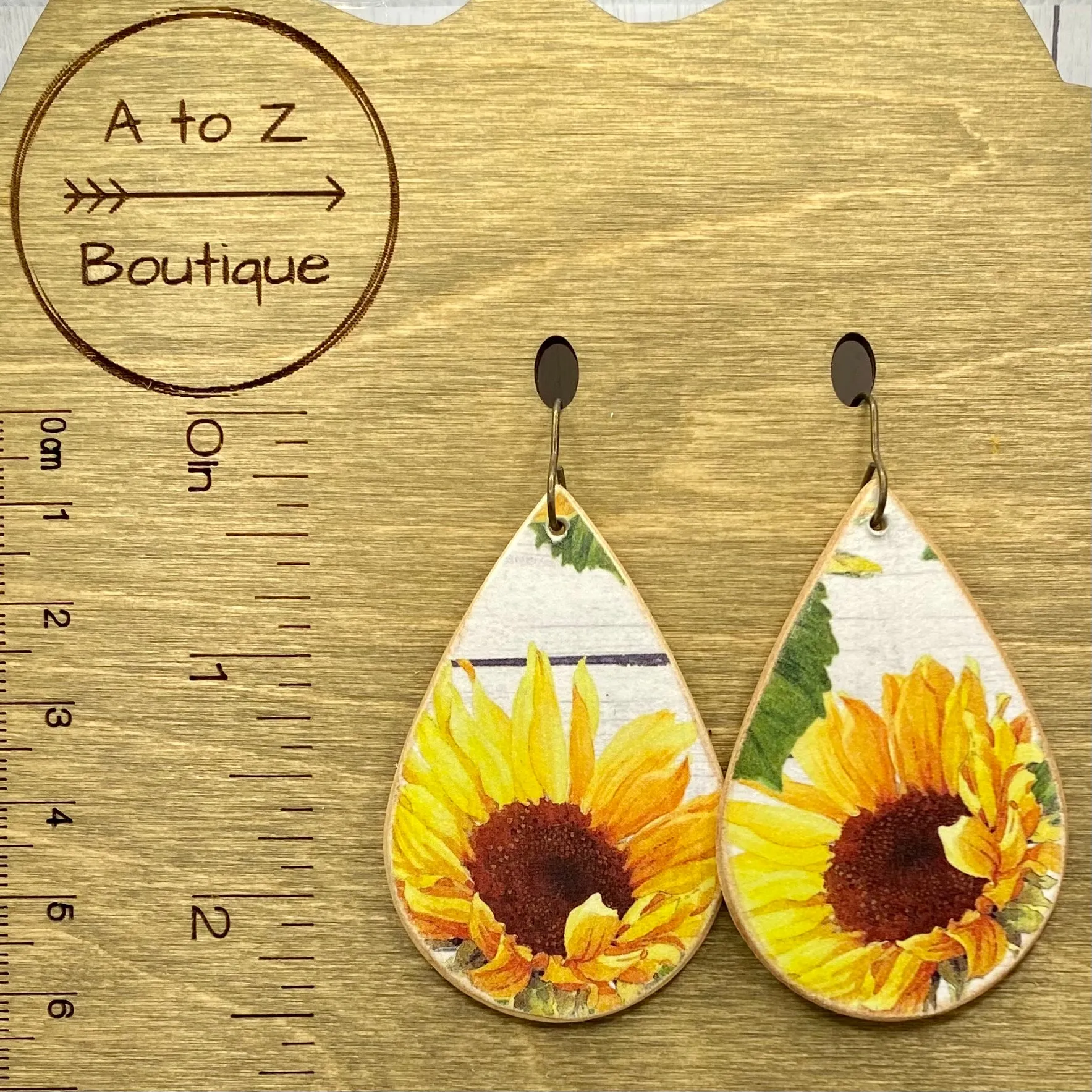 Sunflower Wood Earrings