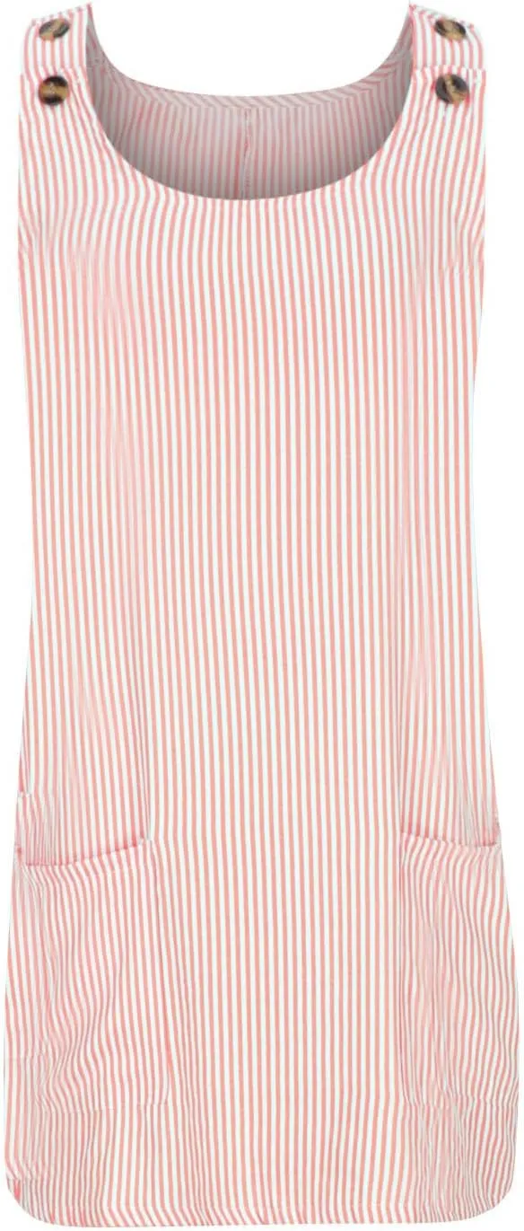TANGNADE Cute Summer Dress for Women Casual U Neck Dresses Sleeveless A Line Sundresses Pocket Mini Dresses Work Dresses