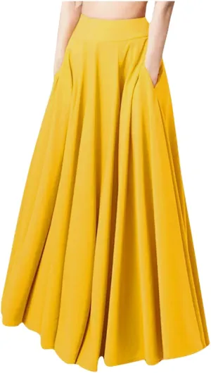 TANGNADE Long Maxi Skirts for Women Summer Flowy Beach Skirt with Pocket Boho Plus Size Casual Travel Vacation Skirt