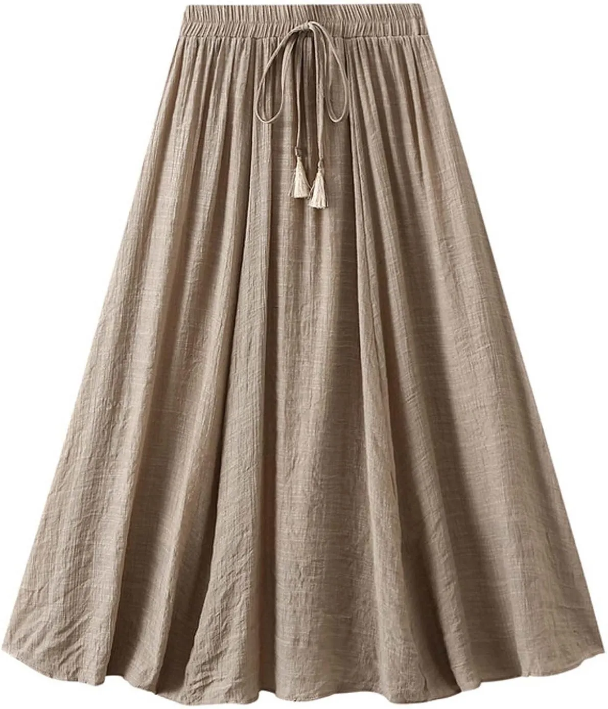 TANGNADE Women's Bohemian Elastic Waist Band Cotton Linen Flowy Maxi Skirt Dress Fashion Trendy Summer Beach Casual Skirts