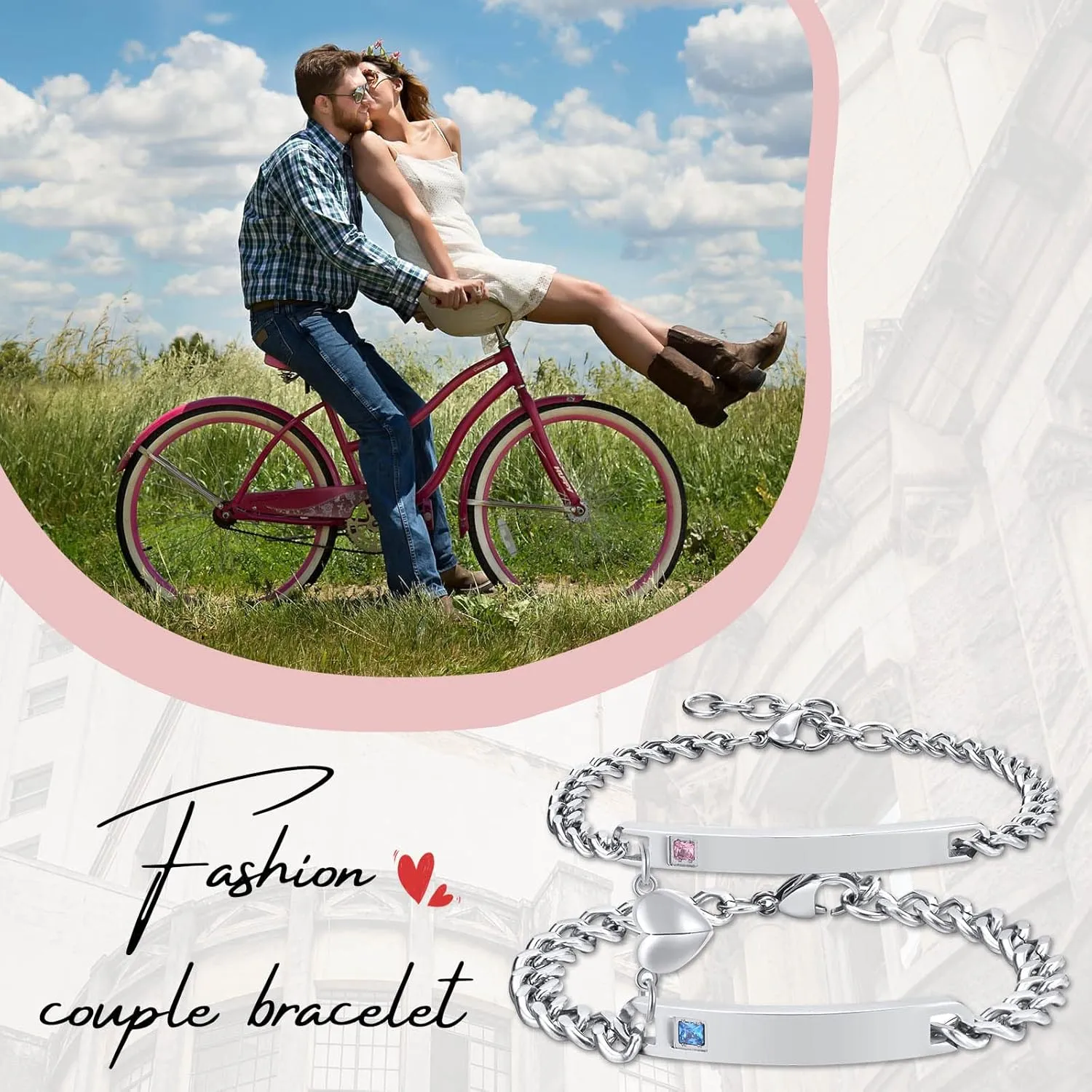 TempBeau Bracelet for Couple - Personalized ID Custom Engraving Bracelet, Braided Rope His and Her Bangle, Adjustable Friendship Bracelets for Sister BF GF, Pinky Promise Couple Bracelets Gifts