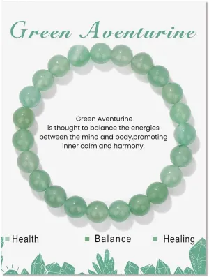 tenghong2021 Healing Crystal Stone Beaded Bracelets for Women Natural Stone Hand Stretch String Bracelet Stress Relief Anxiety Yoga Bracelet for Women Men Gifts Jewelry