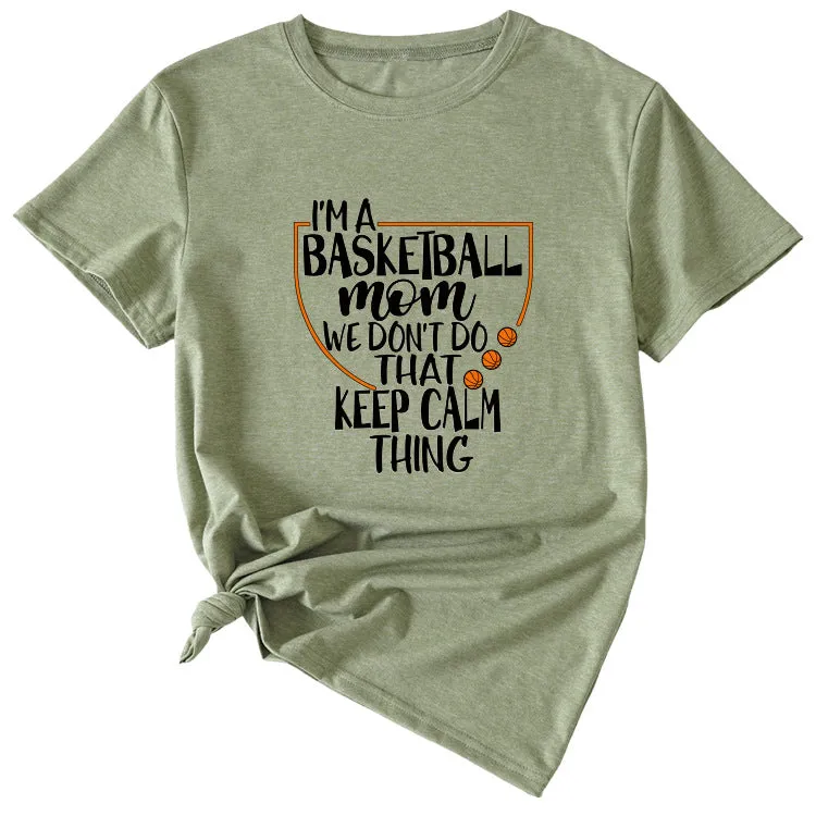 The Letters I'm A Basketball Mom Round Neck Short Sleeves