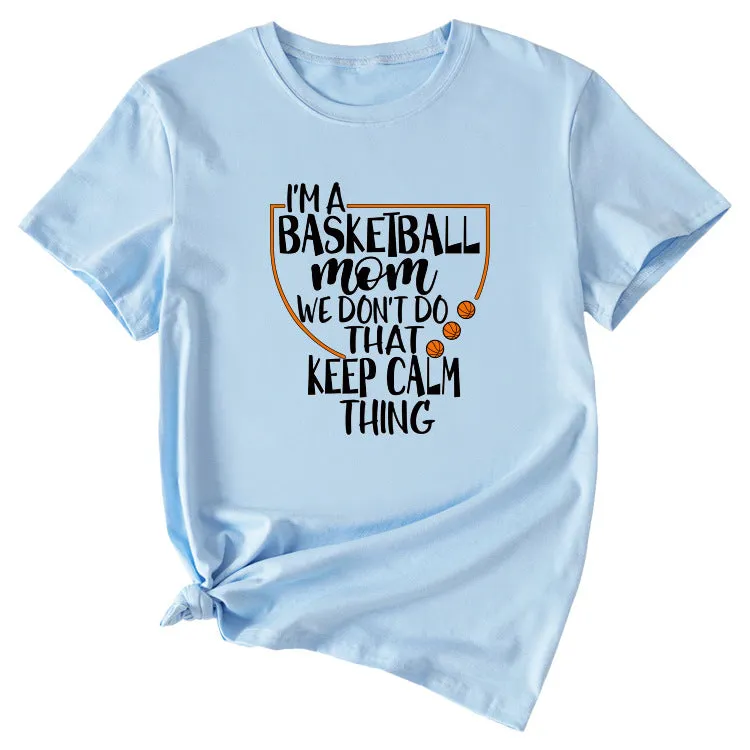 The Letters I'm A Basketball Mom Round Neck Short Sleeves