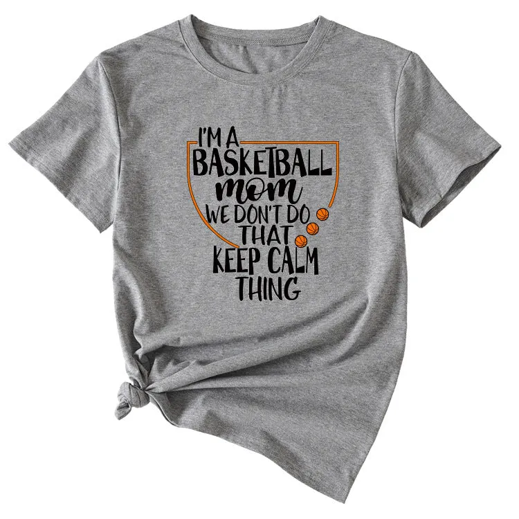The Letters I'm A Basketball Mom Round Neck Short Sleeves