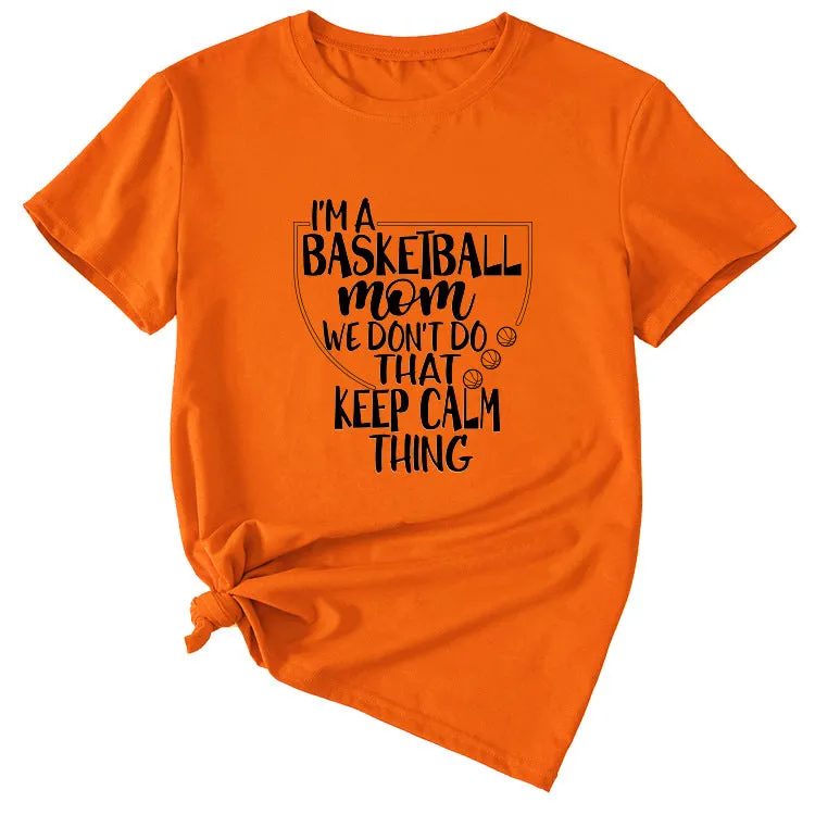 The Letters I'm A Basketball Mom Round Neck Short Sleeves