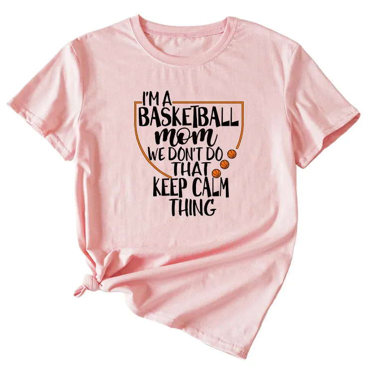 The Letters I'm A Basketball Mom Round Neck Short Sleeves