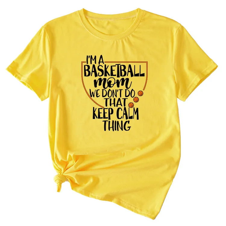 The Letters I'm A Basketball Mom Round Neck Short Sleeves
