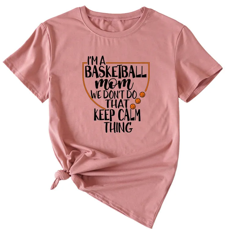 The Letters I'm A Basketball Mom Round Neck Short Sleeves