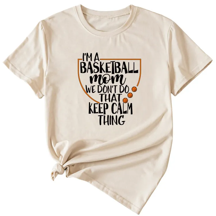 The Letters I'm A Basketball Mom Round Neck Short Sleeves