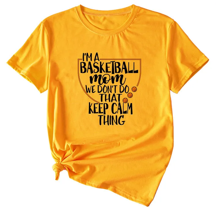 The Letters I'm A Basketball Mom Round Neck Short Sleeves