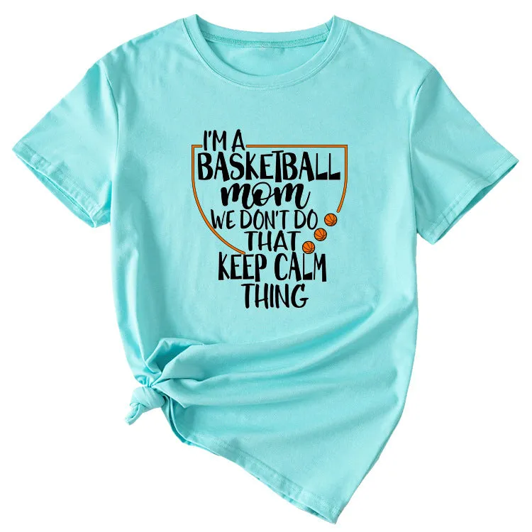 The Letters I'm A Basketball Mom Round Neck Short Sleeves
