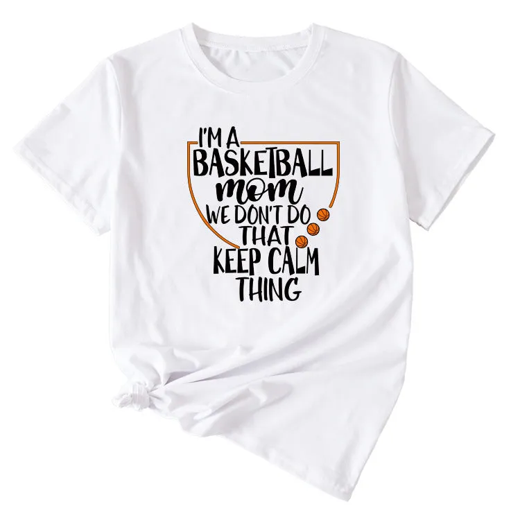 The Letters I'm A Basketball Mom Round Neck Short Sleeves